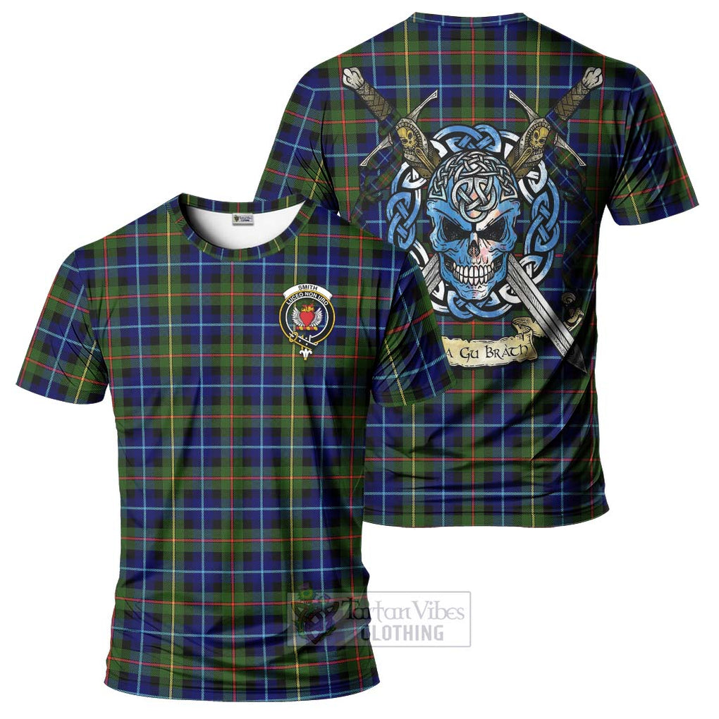Smith Tartan T-Shirt with Family Crest Celtic Skull Style Kid's Shirt - Tartan Vibes Clothing