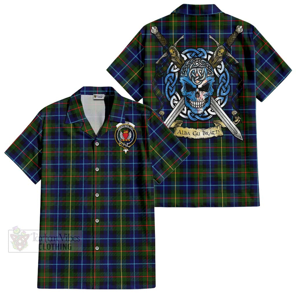 Smith Tartan Hawaiian Shirt with Family Crest Celtic Skull Style Kid - Tartan Vibes Clothing