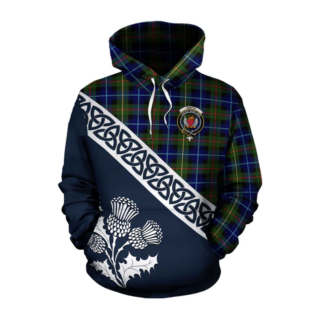Smith Tartan Cotton Hoodie Featuring Thistle and Scotland Map Pullover Hoodie XS - Tartan Vibes Clothing