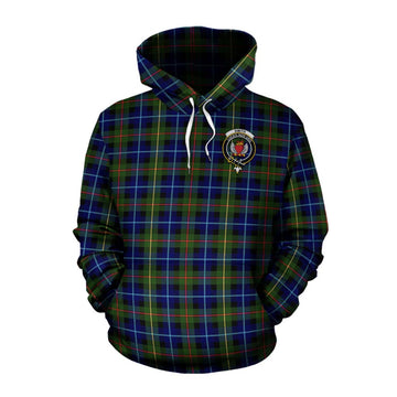 Tartan Vibes Clothing Smith Tartan Cotton Hoodie with Family Crest and Bearded Skull Holding Bottles of Whiskey
