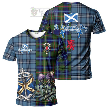 Smith Tartan T-Shirt Happy St. Andrew's Day Half Tartan Style Kid's Shirt - Tartan Vibes Clothing