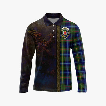 Smith Tartan Family Crest Long Sleeve Polo Shirt Alba Gu Brath Be Brave Lion Ancient Style Unisex - Tartan Vibes Clothing