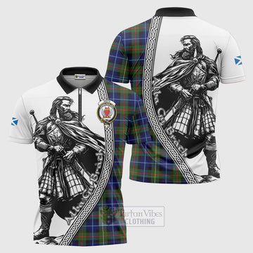 Smith Tartan Clan Crest Zipper Polo Shirt with Highlander Warrior Celtic Style Unisex - Tartan Vibes Clothing