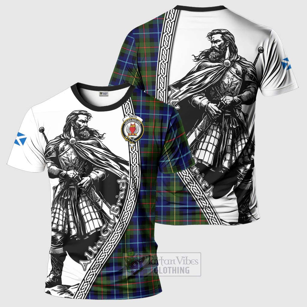 Tartan Vibes Clothing Smith Tartan Clan Crest T-Shirt with Highlander Warrior Celtic Style