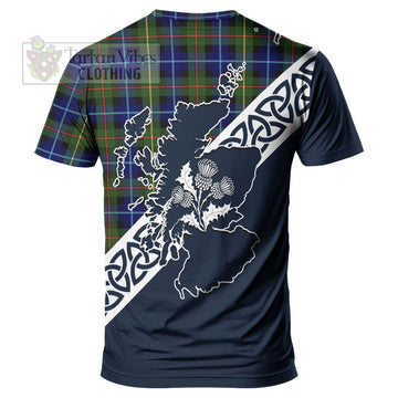 Smith Tartan T-Shirt Featuring Thistle and Scotland Map - Tartanvibesclothing Store
