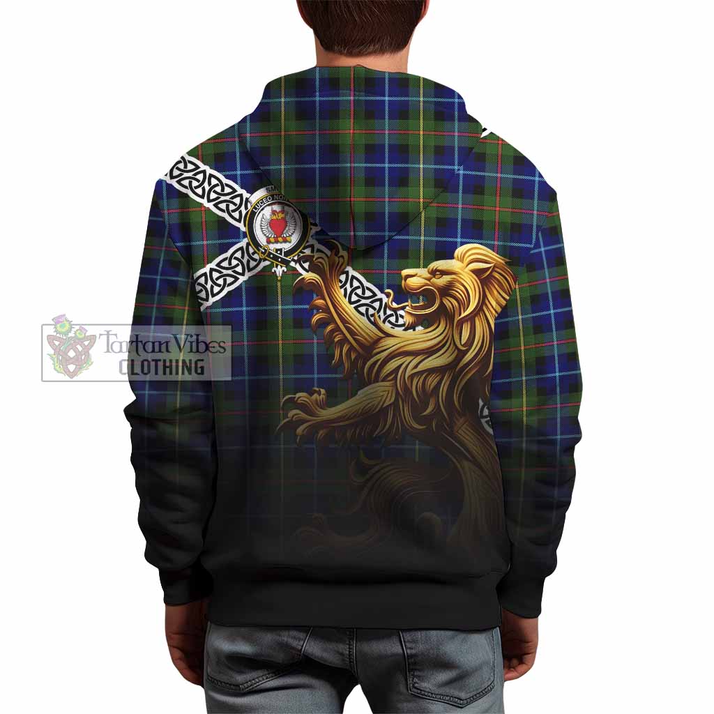 Smith Crest Tartan Hoodie with Golden Lion Emblem Celtic Style - Tartan Vibes Clothing