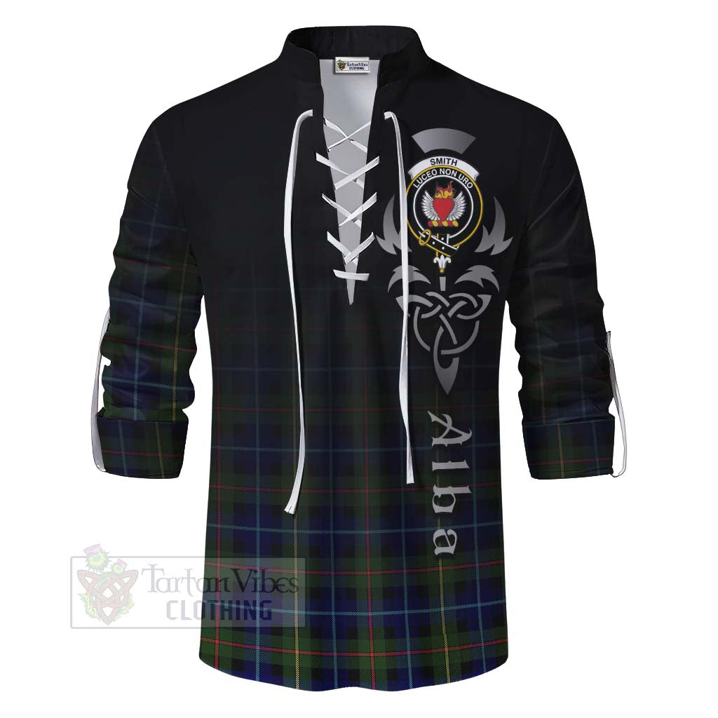 Tartan Vibes Clothing Smith Tartan Ghillie Kilt Shirt Featuring Alba Gu Brath Family Crest Celtic Inspired