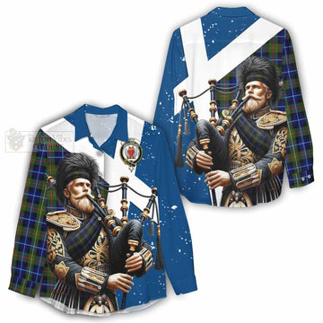 Smith Tartan Women's Casual Shirt with Family Crest Scottish Bagpiper Vibes - Tartan Vibes Clothing
