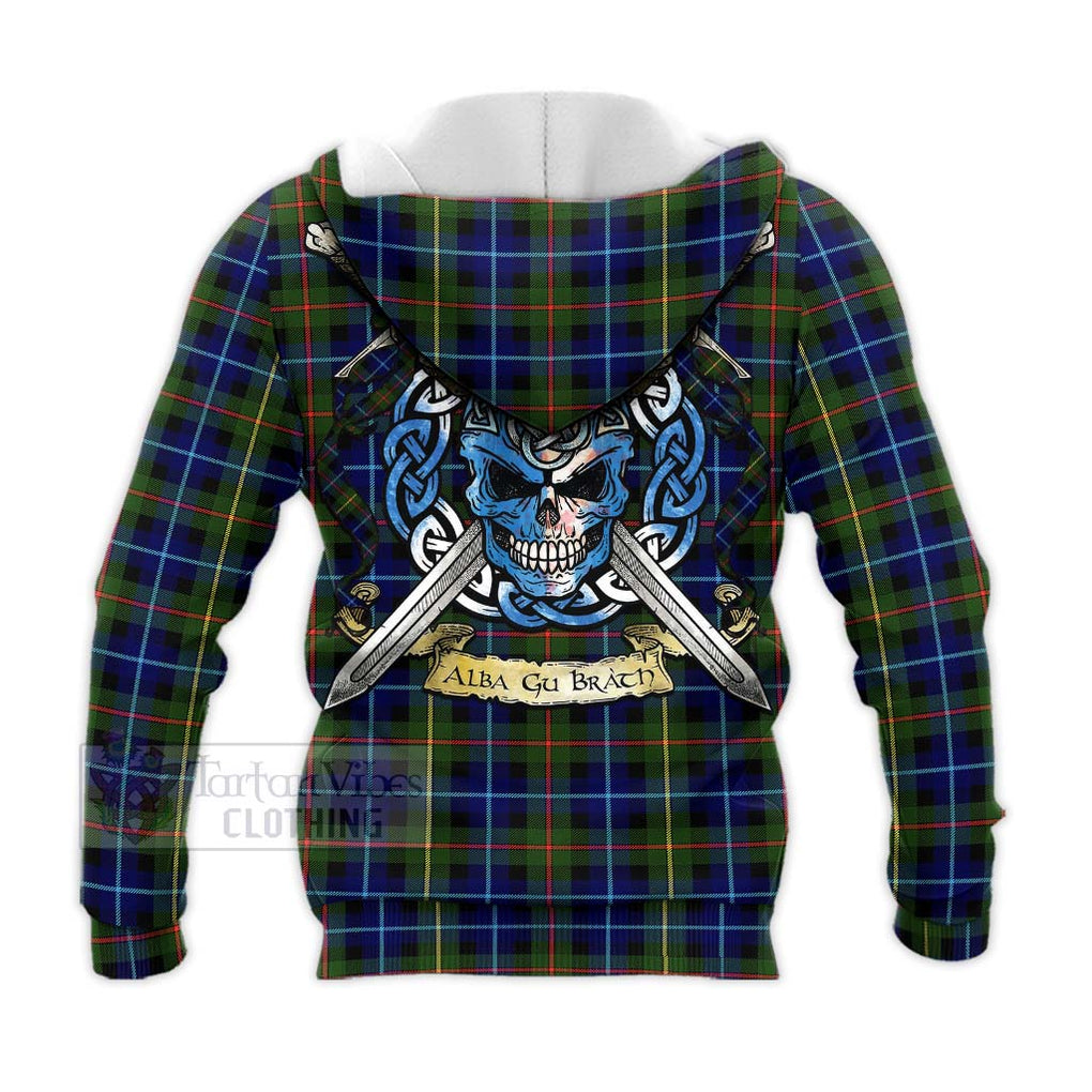 Smith Tartan Knitted Hoodie with Family Crest Celtic Skull Style - Tartan Vibes Clothing
