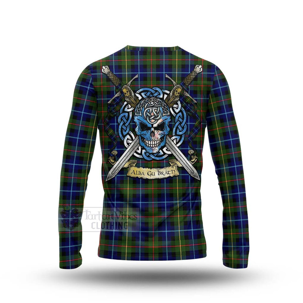 Smith Tartan Long Sleeve T-Shirt with Family Crest Celtic Skull Style - Tartan Vibes Clothing