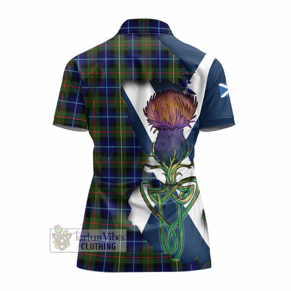 Tartan Vibes Clothing Smith Tartan Family Crest Women's Polo Shirt Scottish Thistle Celtic Inspired