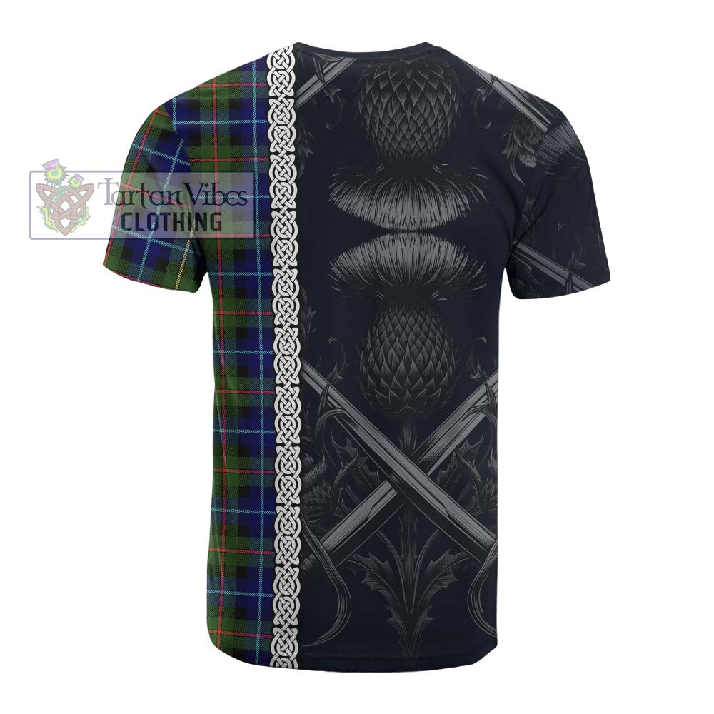 Smith Tartan Cotton T-shirt with Family Crest Cross Sword Thistle Celtic Vibes - Tartan Vibes Clothing