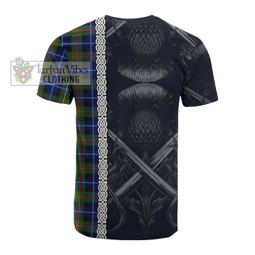 Smith Tartan Cotton T-shirt with Family Crest Cross Sword Thistle Celtic Vibes