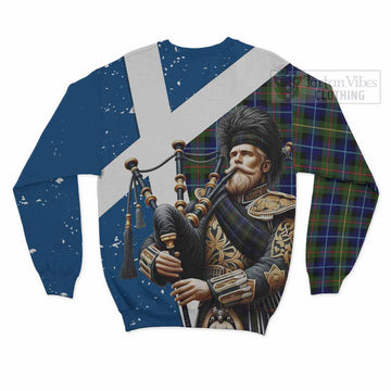 Smith Tartan Sweatshirt with Family Crest Scottish Bagpiper Vibes - Tartan Vibes Clothing