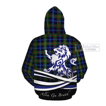 Smith Tartan Cotton Hoodie with Alba Gu Brath Regal Lion Emblem Pullover Hoodie - Tartan Vibes Clothing