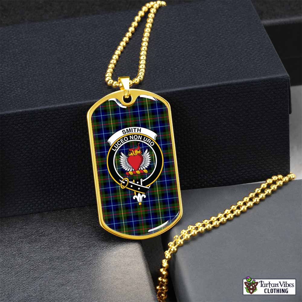 Smith Tartan Dog Tag Necklace with Family Crest Gold No - Tartan Vibes Clothing