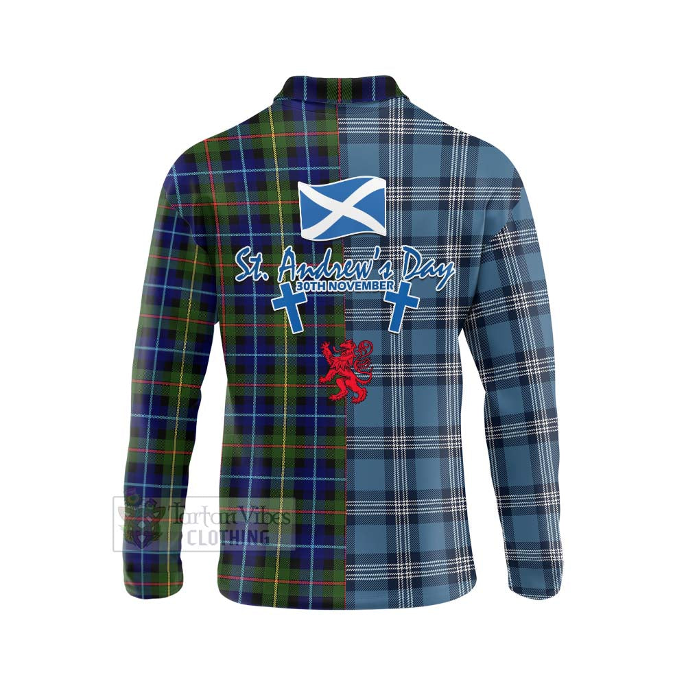 Smith Tartan Long Sleeve Polo Shirt Happy St. Andrew's Day Half Tartan Style - Tartan Vibes Clothing