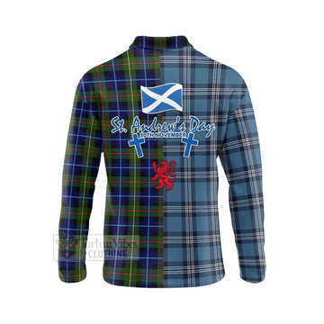 Smith Tartan Long Sleeve Polo Shirt Happy St. Andrew's Day Half Tartan Style - Tartan Vibes Clothing