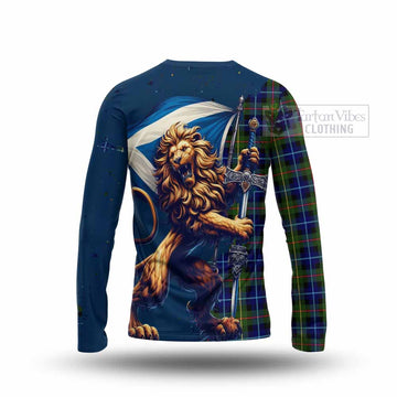 Smith Tartan Family Crest Long Sleeve T-Shirt with Scottish Majestic Lion - Tartan Vibes Clothing