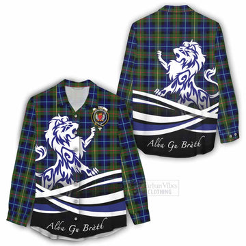 Smith Tartan Women's Casual Shirt with Alba Gu Brath Regal Lion Emblem - Tartan Vibes Clothing