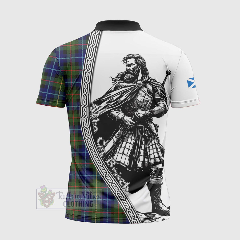 Smith Tartan Clan Crest Zipper Polo Shirt with Highlander Warrior Celtic Style - Tartan Vibes Clothing