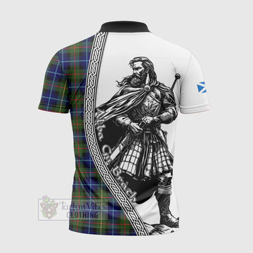Smith Tartan Clan Crest Zipper Polo Shirt with Highlander Warrior Celtic Style - Tartan Vibes Clothing