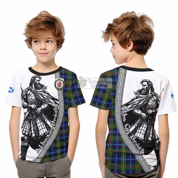 Smith Tartan Clan Crest Kid T-Shirt with Highlander Warrior Celtic Style - Tartan Vibes Clothing