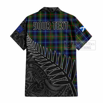Tartan Vibes Clothing Smith Crest Tartan Short Sleeve Button Shirt with New Zealand Silver Fern Half Style