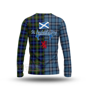 Smith Tartan Long Sleeve T-Shirt Happy St. Andrew's Day Half Tartan Style - Tartan Vibes Clothing