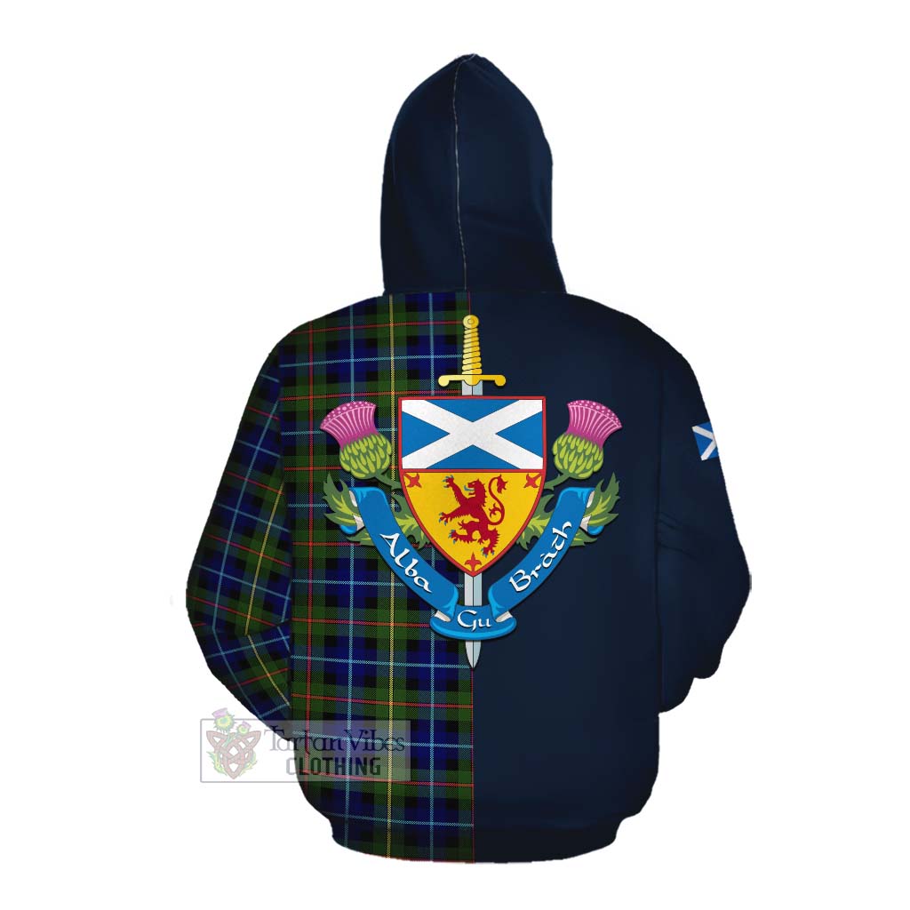 Smith Tartan Cotton Hoodie Alba with Scottish Lion Royal Arm Half Style Pullover Hoodie - Tartan Vibes Clothing