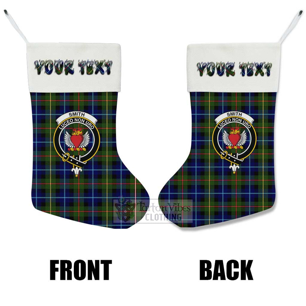 Tartan Vibes Clothing Smith Tartan Family Crest Christmas Stocking with Personalized Text