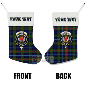 Smith Tartan Family Crest Christmas Stocking with Personalized Text