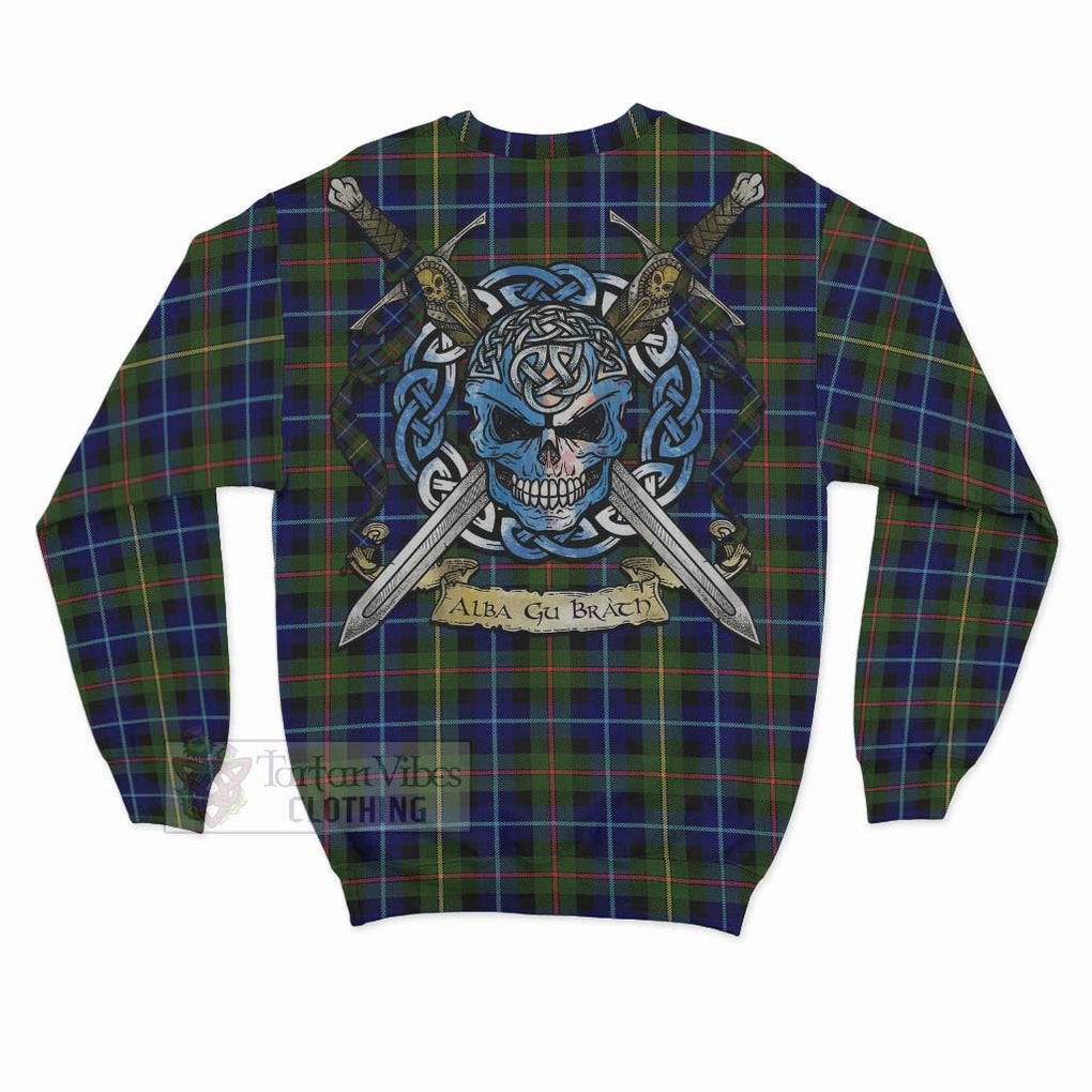 Smith Tartan Sweatshirt with Family Crest Celtic Skull Style - Tartan Vibes Clothing