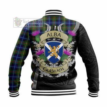 Smith Tartan Family Crest Baseball Jacket Lion Rampant Royal Thistle Shield Celtic Inspired - Tartan Vibes Clothing