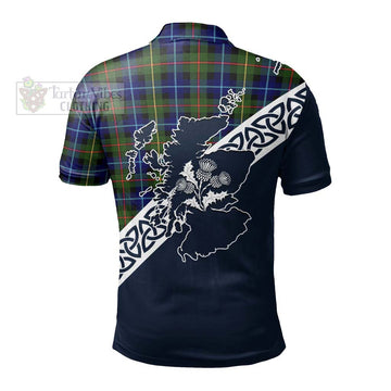 Smith Tartan Polo Shirt Featuring Thistle and Scotland Map - Tartanvibesclothing Store