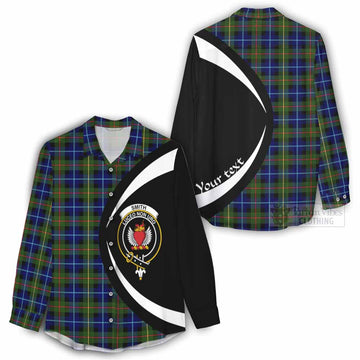 Smith Tartan Women's Casual Shirt with Family Crest Circle Style - Tartan Vibes Clothing