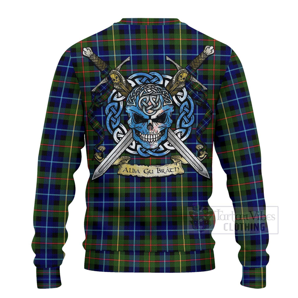 Smith Tartan Ugly Sweater with Family Crest Celtic Skull Style - Tartan Vibes Clothing