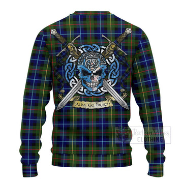 Smith Tartan Ugly Sweater with Family Crest Celtic Skull Style - Tartan Vibes Clothing