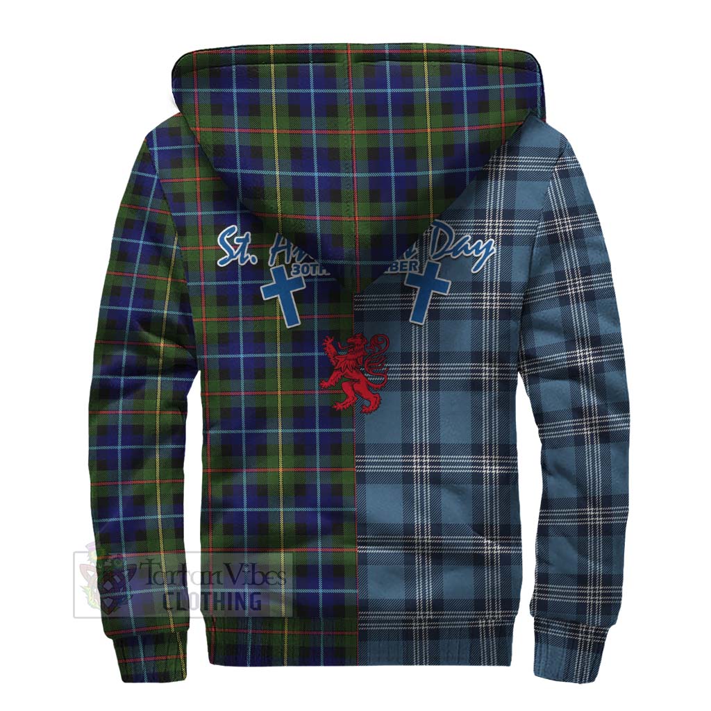 Smith Tartan Sherpa Hoodie Happy St. Andrew's Day Half Tartan Style - Tartan Vibes Clothing