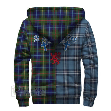 Smith Tartan Sherpa Hoodie Happy St. Andrew's Day Half Tartan Style - Tartan Vibes Clothing