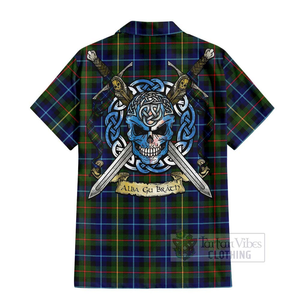 Smith Tartan Hawaiian Shirt with Family Crest Celtic Skull Style - Tartan Vibes Clothing