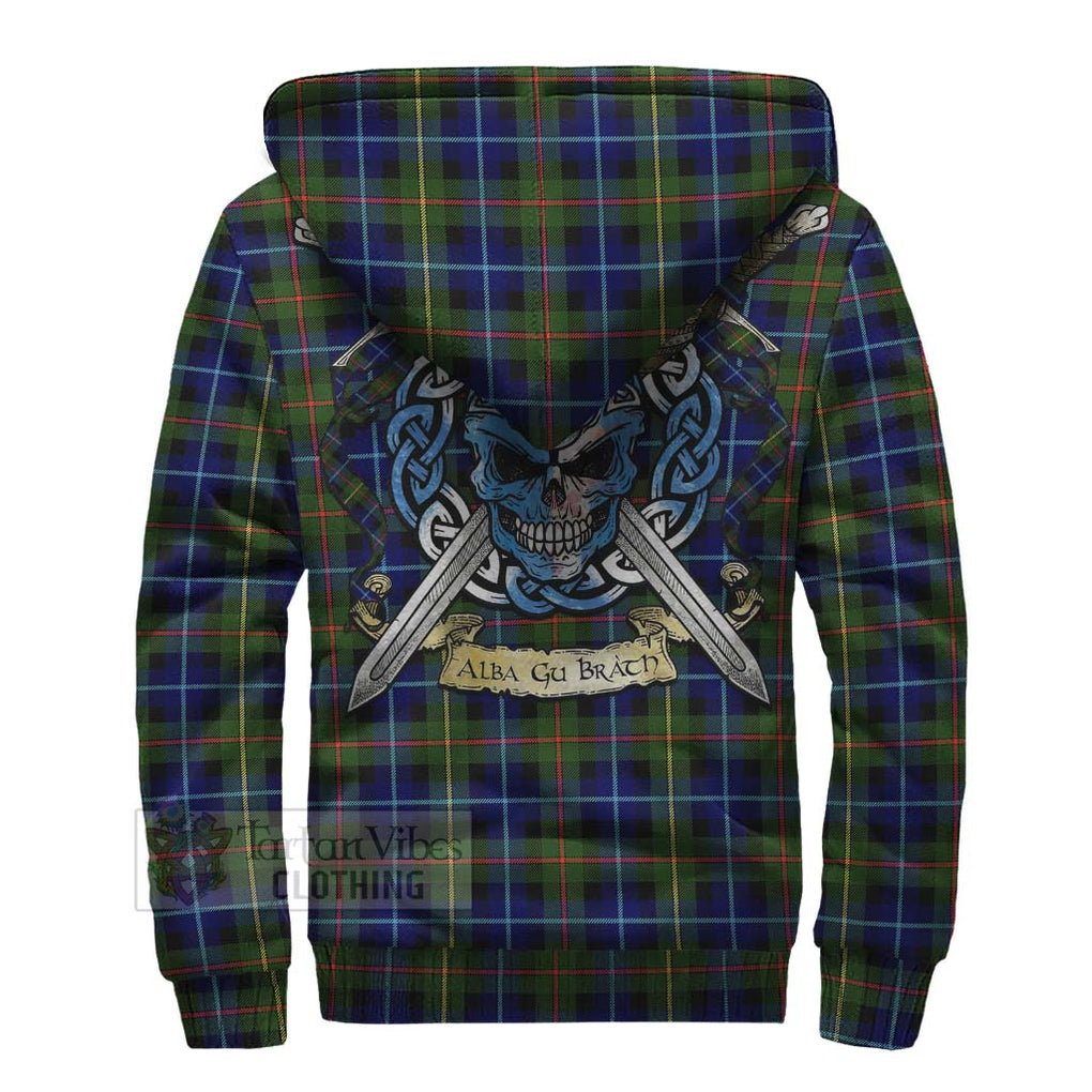 Smith Tartan Sherpa Hoodie with Family Crest Celtic Skull Style - Tartan Vibes Clothing
