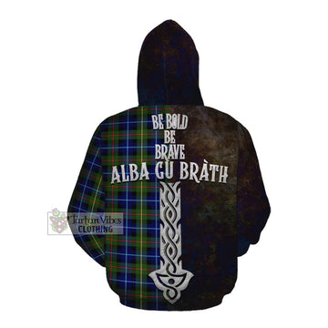 Tartan Vibes Clothing Smith Tartan Family Crest Cotton Hoodie Alba Gu Brath Be Brave Lion Ancient Style
