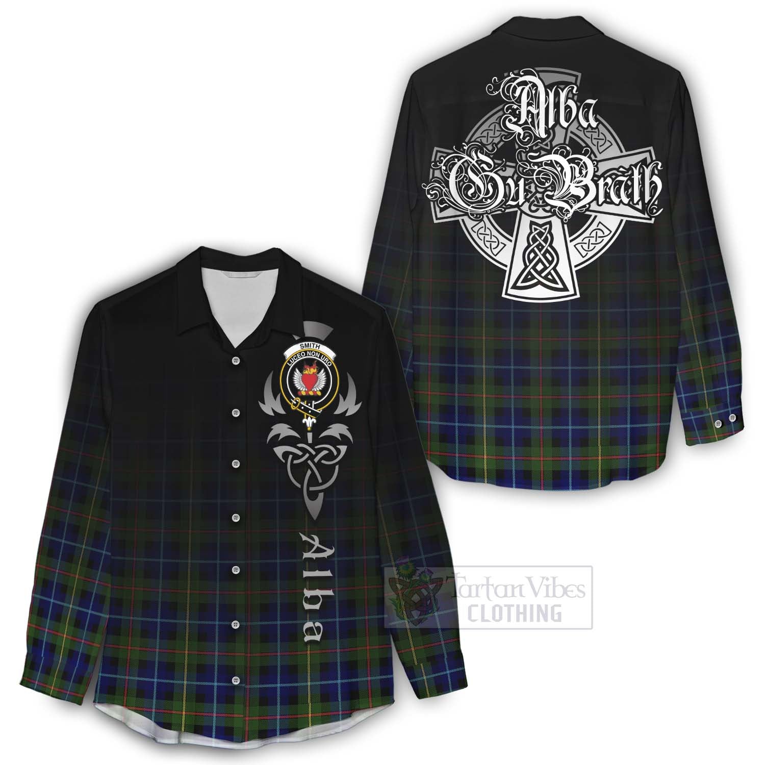 Smith Tartan Women's Casual Shirt Featuring Alba Gu Brath Family Crest Celtic Inspired - Tartan Vibes Clothing