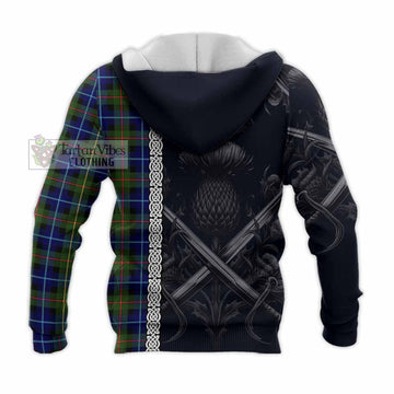Smith Tartan Knitted Hoodie with Family Crest Cross Sword Thistle Celtic Vibes - Tartan Vibes Clothing
