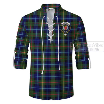 Smith Tartan Ghillie Kilt Shirt with Family Crest and Bearded Skull Holding Bottles of Whiskey - Tartan Vibes Clothing