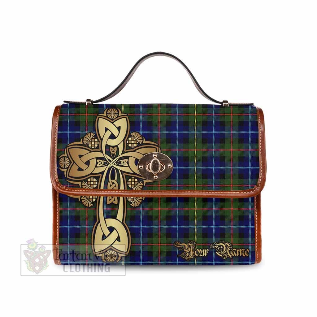 Tartan Vibes Clothing Smith Tartan Waterproof Canvas Bag Golden Thistle Celtic Cross Style