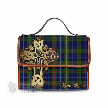 Tartan Vibes Clothing Smith Tartan Waterproof Canvas Bag Golden Thistle Celtic Cross Style
