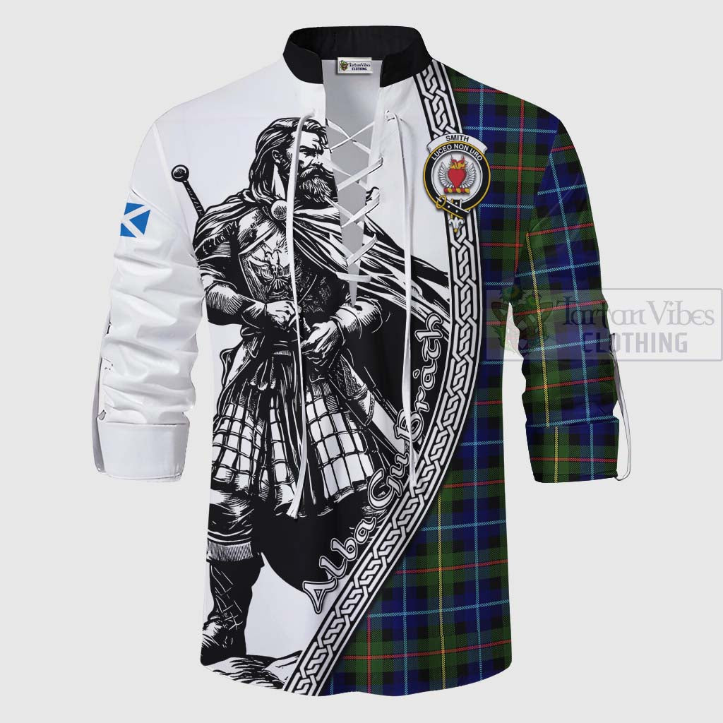 Smith Tartan Clan Crest Ghillie Kilt Shirt with Highlander Warrior Celtic Style - Tartan Vibes Clothing