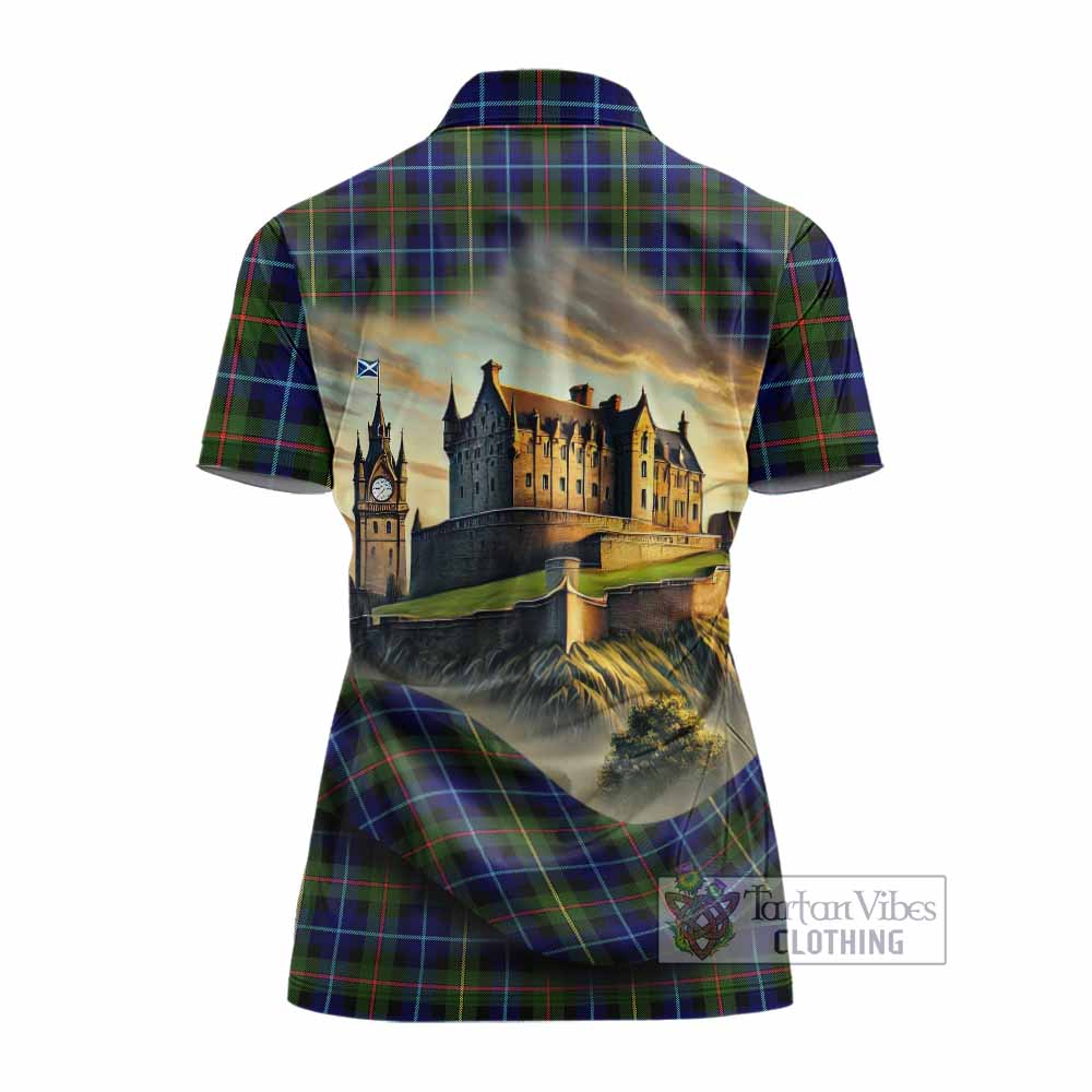 Smith Tartan Family Crest Women's Polo Shirt with Scottish Ancient Castle Style - Tartan Vibes Clothing
